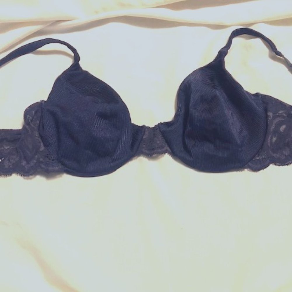 Vintage Natori Navy Blue Bra (Style #34389), Size 36B